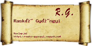 Raskó Gyöngyi névjegykártya